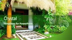  Presentation with how to design a landscape - Cool new presentation theme with live bamboos - exotic landscaping design backdrop and a forest green colored foreground