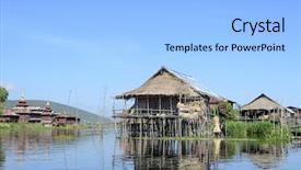  Presentation with bamboo - PPT theme having live bamboos - house on bamboo stilts background and a light gray colored foreground