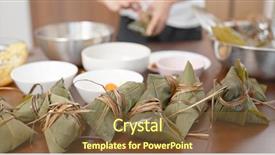  Presentation with dumpling - Colorful presentation design enhanced with live bamboos - making of rice dumpling backdrop and a  colored foreground