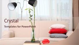  Presentation with living room - Presentation design featuring live bamboos - modern living room interior background and a lemonade colored foreground