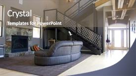  Presentation with living room - Presentation enhanced with live bamboos - modern tastefully decorated living room background and a  colored foreground