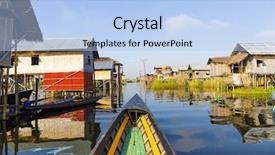  Presentation with floating - PPT theme with live bamboos - traditional floating village at inle background and a light blue colored foreground