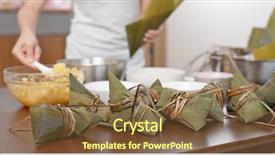  Presentation with dumpling - Presentation having live bamboos - woman wrap rice dumpling background and a  colored foreground