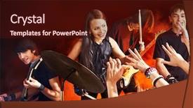  Presentation with night club - PPT layouts featuring live band - musical group male and female background and a  colored foreground