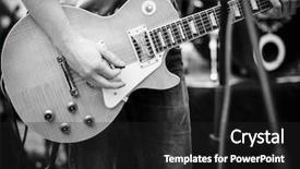  Presentation with play - Beautiful presentation design featuring live band - play on guitar backdrop and a dark gray colored foreground