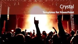  Presentation with green stage lights - Colorful PPT theme enhanced with live band - silhouettes of concert crowd backdrop and a tawny brown colored foreground