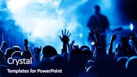  Presentation with stage lights - Colorful presentation theme enhanced with live band - silhouettes of concert crowd backdrop and a navy blue colored foreground