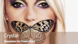  Presentation with live - PPT layouts enhanced with live butterflies - portrait of a woman background and a coral colored foreground