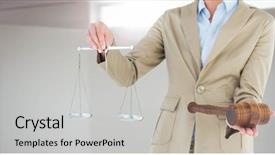  Presentation with balance scale - Presentation theme with live career councelling - digital composite of judge background and a light gray colored foreground