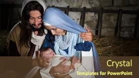  Presentation with released - Cool new slide deck with live-christmas-nativity-scene backdrop and a tawny brown colored foreground