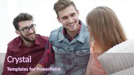  Presentation with group of diverse people - Cool new slides with live data - group of young people talking backdrop and a  colored foreground