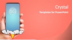  Presentation with hold hand - Beautiful slide deck featuring live data - male hand hold launching 5g backdrop and a gray colored foreground