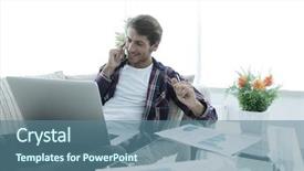  Presentation with living room - Cool new slide deck with live data - modern man working with financial backdrop and a  colored foreground