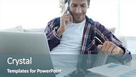  Presentation with living room - Beautiful PPT layouts featuring live data - modern man working with financial backdrop and a  colored foreground