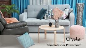  Presentation with living room - Beautiful PPT theme featuring live different - living room interior with grey backdrop and a  colored foreground