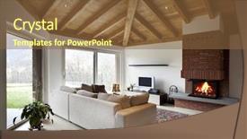 Presentation with living room - Amazing PPT theme having live fire - lovely new house modern furniture backdrop and a tawny brown colored foreground