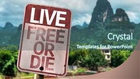  Presentation with live - Amazing presentation theme having live free or die sign backdrop and a ocean colored foreground