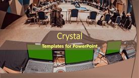  Presentation with live - Presentation theme featuring live-internet-streaming-of-business background and a coral colored foreground