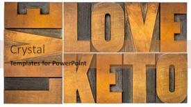  Presentation with ketogenic diet - Amazing PPT theme having live love keto high fat ketogenic diet concept - isolated word abstract in vintage letterpress wood type healthy lifestyle backdrop and a gold colored foreground