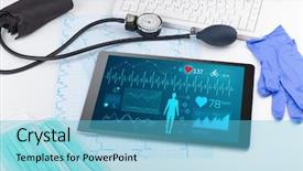  Presentation with live - Audience pleasing presentation design consisting of live medical screening with medical backdrop and a light blue colored foreground