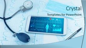  Presentation with medical - Slides having live medical screening with medical background and a sky blue colored foreground