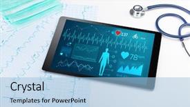  Presentation with medical robot pcr for genetic - Slide set enhanced with live medical screening with medical background and a light blue colored foreground