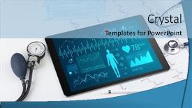  Presentation with application - PPT layouts having live medical screening with medical background and a light blue colored foreground