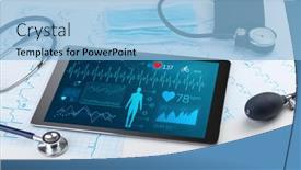  Presentation with live - Audience pleasing presentation theme consisting of live medical screening with medical application on tablet backdrop and a light blue colored foreground