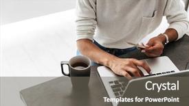  Presentation with credit card - Slide deck enhanced with live money - image of young african american background and a gray colored foreground