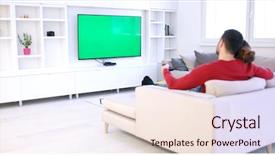  Presentation with live - Amazing PPT theme having live movie - young couple on the sofa backdrop and a lemonade colored foreground