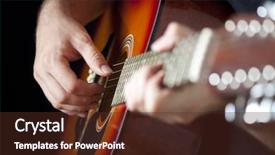  Presentation with music man in suit guitar - Slide set with live music - man playing guitar background and a tawny brown colored foreground