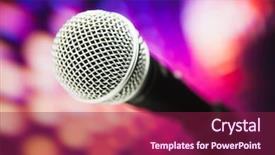  Presentation with school disco - Cool new PPT theme with live music - microphone against purple disco background backdrop and a violet colored foreground