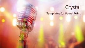  Presentation with microphone - Theme consisting of live music concert - retro microphone against colourful background background and a lemonade colored foreground