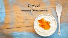  Presentation with probiotic yogurt - PPT theme having live organic greek yogurt background and a coral colored foreground