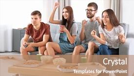  Presentation with home modiication - Amazing slide deck having live pizza - friends watching tv at home backdrop and a coral colored foreground