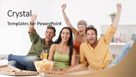  Presentation with football drils - Slides consisting of live pizza - young football fans sitting background and a white colored foreground