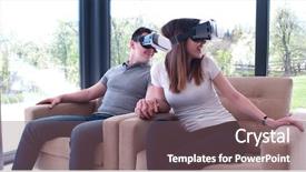  Presentation with virtual reality - Theme enhanced with live realities - couple using virtual reality headset background and a violet colored foreground