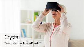  Presentation with augmented reality - PPT theme having live realities - technology augmented reality entertainment background and a light gray colored foreground