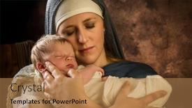  Presentation with old days - Presentation theme featuring live-reenactment-christmas-nativity-scene background and a coral colored foreground