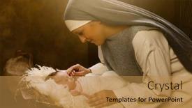  Presentation with virgin mary - Presentation design enhanced with live-reenactment-christmas-nativity-scene background and a gold colored foreground