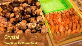  Presentation with market food - Amazing slide set having live shrimp - food in japanese market backdrop and a  colored foreground