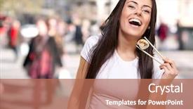  Presentation with young woman diagnosis of sti - Cool new PPT layouts with live shrimp - portrait of young woman backdrop and a coral colored foreground