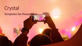  Presentation with live video streaming - PPT layouts with live streaming - concert visitor shoots video background and a coral colored foreground