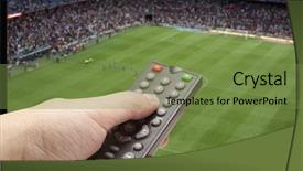  Presentation with game - PPT theme enhanced with live streaming - watching soccer game on tv background and a tawny brown colored foreground