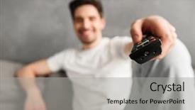  Presentation with television watching - Slide deck with live techinical - blurry photo with focus background and a  colored foreground