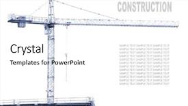  Presentation with crane - Slide set with live techinical - construction crane on white monochrome background and a white colored foreground