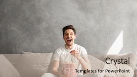  Presentation with 3d man sitting question mark - PPT theme with live techinical - joyous young man sitting background and a soft green colored foreground