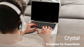  Presentation with photo - Slide deck with live techinical - photo from back of young background and a  colored foreground