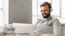  Presentation with music headphones - Amazing theme having live techinical - photo of content adult man backdrop and a light gray colored foreground
