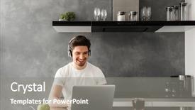  Presentation with photo tulips - Cool new slide deck with live techinical - photo of pleased adult man backdrop and a  colored foreground